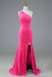 One Shoulder Sequin Long Prom HZ0307