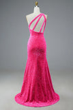 One Shoulder Sequin Long Prom HZ0307