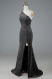 One Shoulder Sequin Long Prom HZ0307
