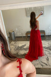 LTP0967,Elegant Red Appliqued Prom Dress with Sheer Lace HZ0307