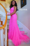 Mermaid Appliques Cross Back Long Prom HZ0307