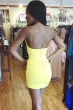 LTP1071,Simple homecoming dresses spaghetti straps v-neck short HZ0307