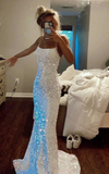 LTP0790,Sparkly Mermaid Prom Dresses Sequin Long Criss-Cross Evening HZ0307