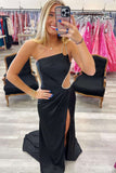 Beaded One Shoulder Black Cutous Long Prom HZ0307