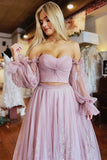 Light Pink Tulle Applique Prom HZ0307