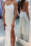 LTP0791,Sparkly Mermaid Sequin Ivory Prom Dresses,Long Formal Evening HZ0307