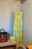 Apple Green Bustier Chiffon Tiered Maxi HZ0307