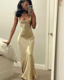 LTP1271, Super Shiny Cream Crystal Satin Long Prom Dresses High Quality Spaghetti Straps Mermaid Bridesmaid HZ0307