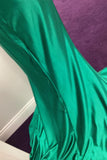 Green Sheer Appliques Satin Mermaid Long Party HZ0307