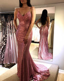 LTP0775,Pink mermaid sequin long prom dresses,halter sleeveless evening party HZ0307
