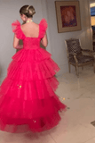 Fuchsia Tiered Ruffles Tulle Party HZ0307