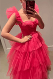 Fuchsia Tiered Ruffles Tulle Party HZ0307