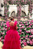 Fuchsia Tiered Ruffles Tulle Party HZ0307