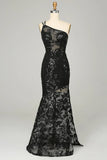 Floral Lace Mermaid One Shoulder Prom HZ0307