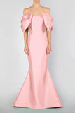 Baby Pink Mermaid Satin Long Prom Party HZ0307