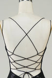 Black Glitter Tight Homecoming Dress with Sequins HZ0307