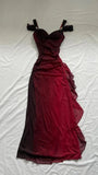 Black Red Gradient Color Chiffon Prom Dresses Long Evening Formal HZ0307
