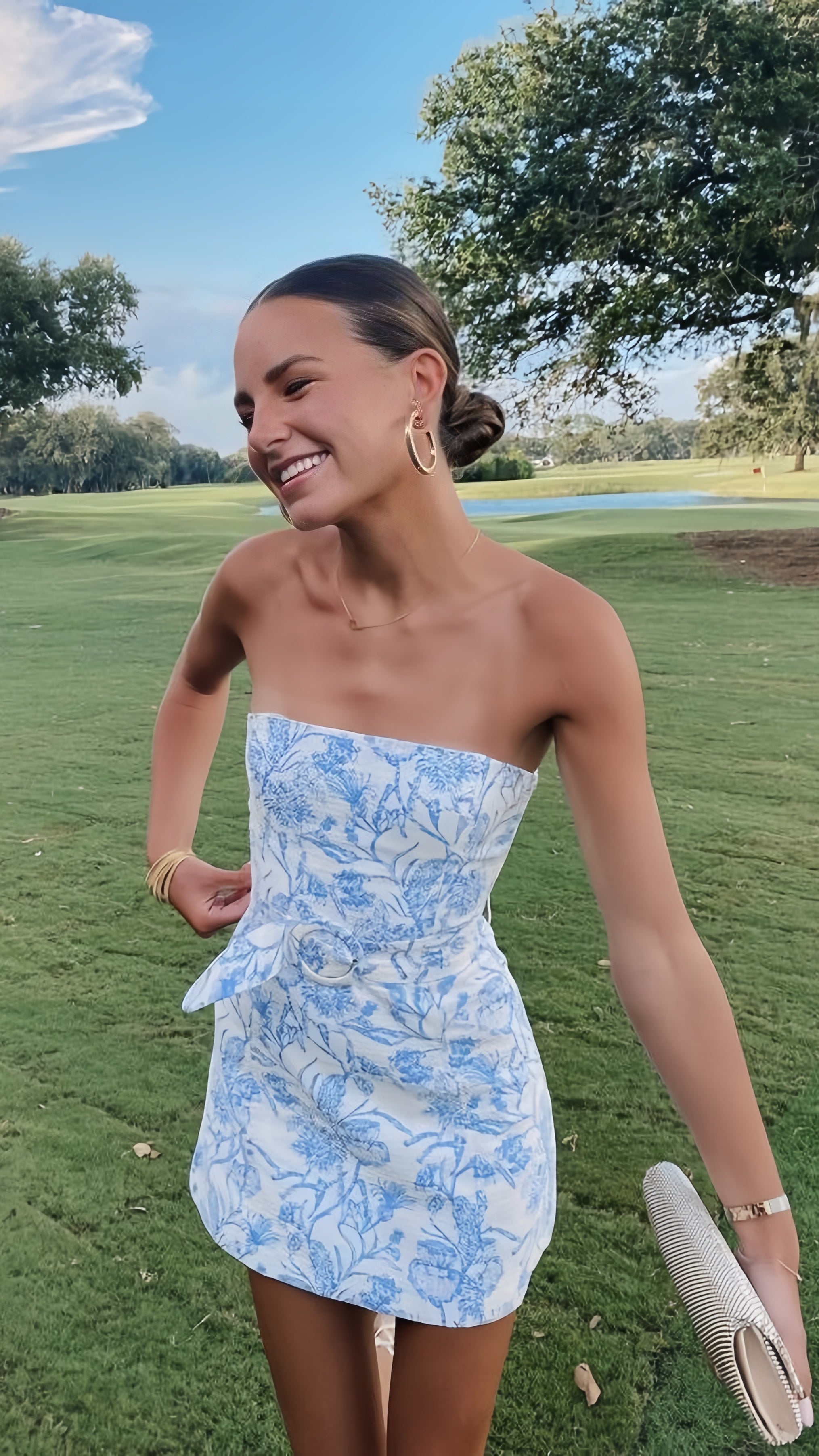 Bravo Floral Print Homecoming Dresses Strapless Mini Party Gown, HZ0307