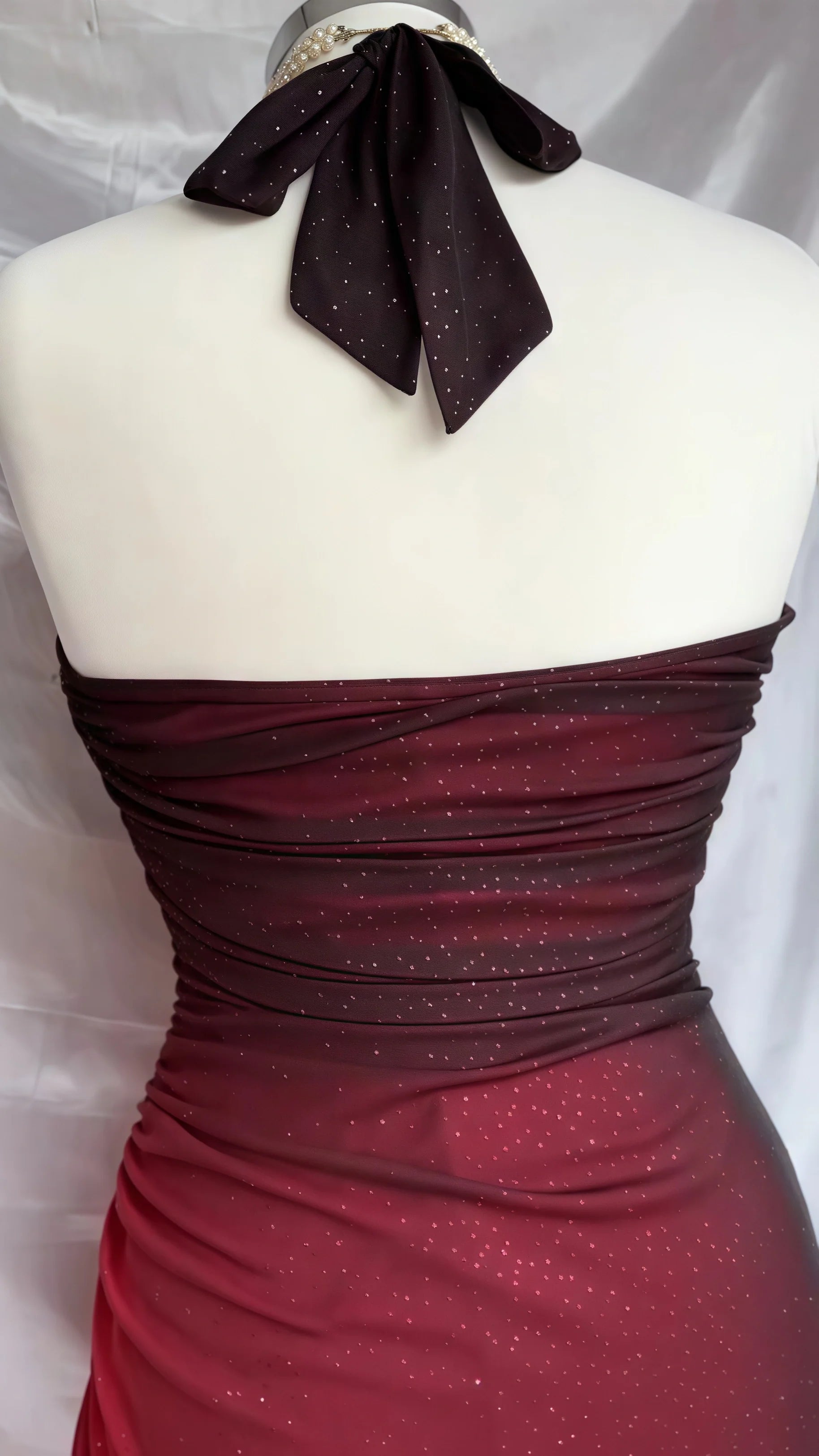 Special Gradient Color Burgundy Prom Dress, Tie Halter Date/Birthday Party HZ0307