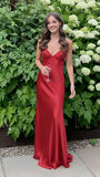 Charming Blue Sheath Prom Dresses Spaghetti Straps Beaded Party HZ0307