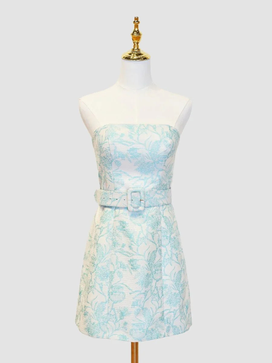 Strapless Floral Sheath Homecoming Dress Short Prom Party HZ0307