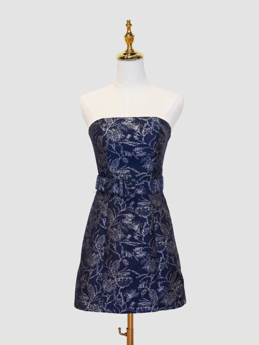 Strapless Floral Sheath Homecoming Dress Short Prom Party HZ0307