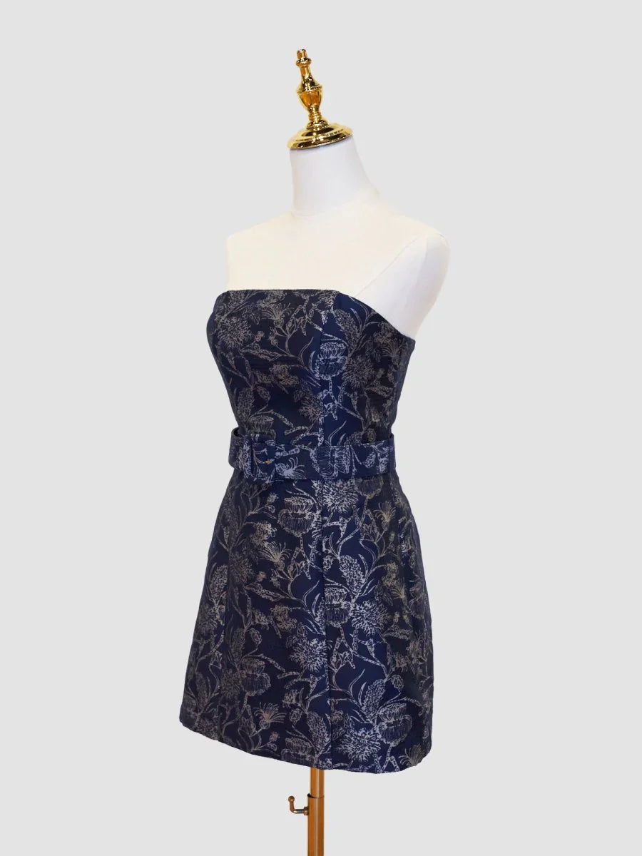 Strapless Floral Sheath Homecoming Dress Short Prom Party HZ0307
