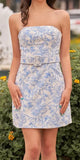 Strapless Floral Sheath Homecoming Dress Short Prom Party HZ0307