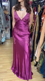 Chic Mermaid Spaghetti Straps Pink Satin Evening Dress Long Prom HZ0307