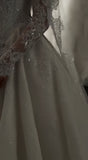 Ivory Long Sleeve Wedding Dress - Off Shoulder Ball Gown with HZ0307