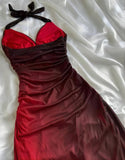 Special Gradient Color Burgundy Prom Dress, Tie Halter Date/Birthday Party HZ0307