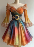 Colorful Princess Homecoming Dresses Off The Shoulder Chiffon Birthday Party HZ0307
