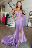 Lilac Cross Neck Mermaid Long Prom Dress With Side HZ0307