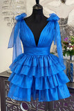 Cute V-Neck Ruffles Homecoming Dresses Short Birthday Dresses, HZ0307