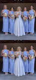 Sky Blue Halter Bridesmaid Dresses Ankle Length Sleeveless Bridesmaid Dresses, HZ0307