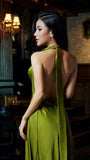 Drop Neck Silk Maxi Dress Wedding Guest Dress Prom Dresses Evening HZ0307