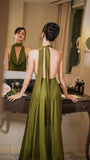 Drop Neck Silk Maxi Dress Wedding Guest Dress Prom Dresses Evening HZ0307