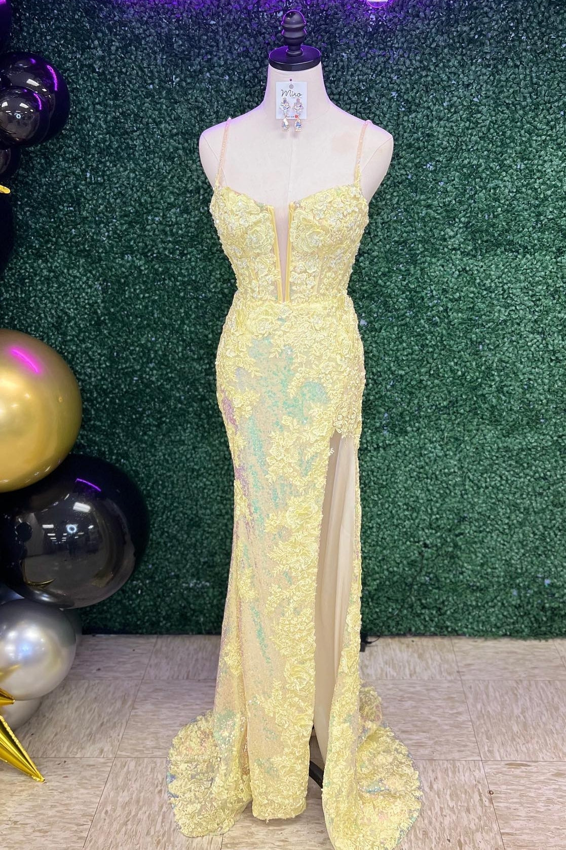 Elegant Pink Lace Mermaid Slit Long Prom HZ0307