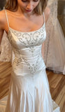 Ivory Mermaid Wedding Dress - Satin Bridal Gown with HZ0307