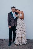 Free Shipping Available White Black Polka Dots Prom Dress - Sweetheart Ruffle Chiffon Sheath HZ0307