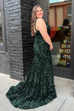Fuchsia Sequin One Shoulder Mermaid Long Prom Dress with HZ0307