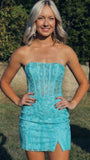 Fuchsia Strapless Bodycon Homecoming Dress, Mini Party HZ0307