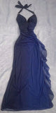 Glitter Halter Chiffon Prom Dress With Side Ruffle, HZ0307