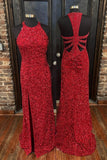 Glitters Red Sequin Mermaid Jewel Long Formal HZ0307