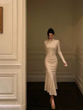 Gorgeous Mermaid High Neckline Ivory Date Night Dress Prom Dresses Birthday Outfits , HZ0307
