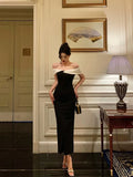 Gorgeous Mermaid Off The Shoulder Black Date Night Dress Prom Dresses Birthday Outfits, HZ0307