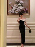 Gorgeous Mermaid Off The Shoulder Black Date Night Dress Prom Dresses Birthday Outfits, HZ0307