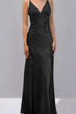 Green Mermaid V Neck Appliques Satin Open Back Long Prom Dress HZ0307