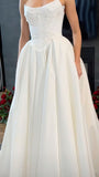 Illusion Strapless Applique Wedding Dress, Beaded Sleeveless Bridal Gown, HZ0307