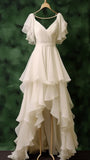 Ivory Chiffon Prom Dresses Ruffle Hi-Lo Evening Party HZ0307